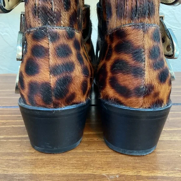 ‼️TOGA PULLA ‘ARCHIVE’ LEOPARD CALFSKIN FOUR STRAP WESTERN BOOTIE‼️ - Picture 10 of 12